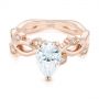 18k Rose Gold 18k Rose Gold Custom Floral Moissanite And Diamond Engagement Ring - Flat View -  104880 - Thumbnail