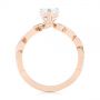 14k Rose Gold Custom Floral Moissanite And Diamond Engagement Ring - Front View -  104880 - Thumbnail