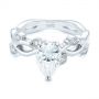 18k White Gold 18k White Gold Custom Floral Moissanite And Diamond Engagement Ring - Flat View -  104880 - Thumbnail