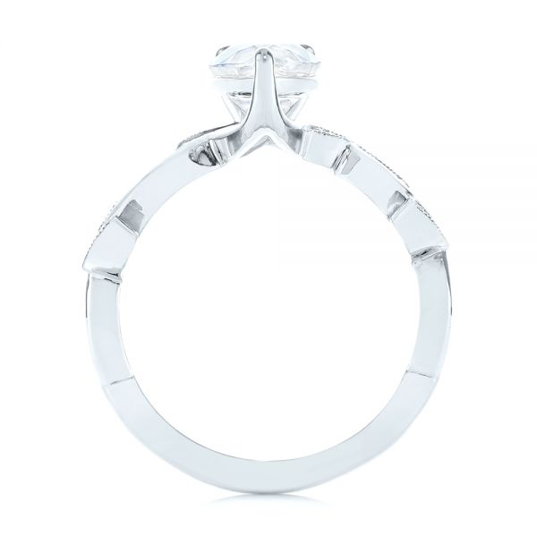 18k White Gold 18k White Gold Custom Floral Moissanite And Diamond Engagement Ring - Front View -  104880
