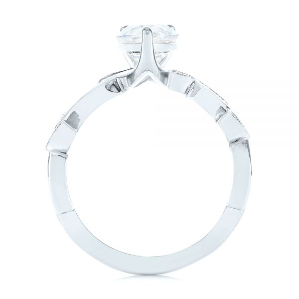 18k White Gold 18k White Gold Custom Floral Moissanite And Diamond Engagement Ring - Front View - 104880