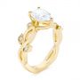 18k Yellow Gold 18k Yellow Gold Custom Floral Moissanite And Diamond Engagement Ring - Three-Quarter View -  104880 - Thumbnail