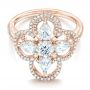 14k Rose Gold 14k Rose Gold Custom Flower Diamond Engagement Ring - Flat View -  102341 - Thumbnail