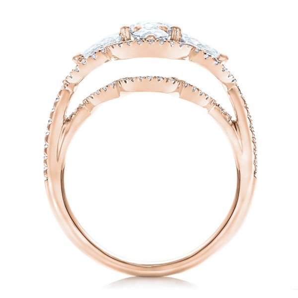 18k Rose Gold 18k Rose Gold Custom Flower Diamond Engagement Ring - Front View -  102341