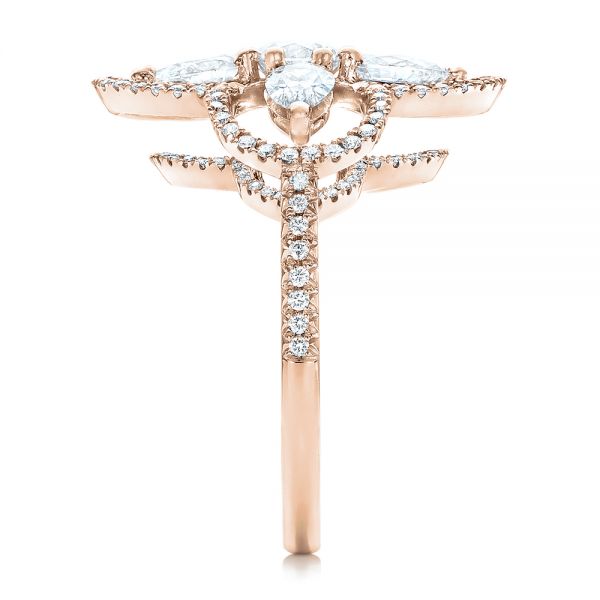 18k Rose Gold 18k Rose Gold Custom Flower Diamond Engagement Ring - Side View -  102341