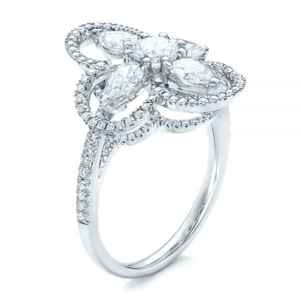 Custom Flower Diamond Engagement Ring - Image