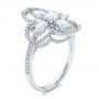 18k White Gold Custom Flower Diamond Engagement Ring - Three-Quarter View -  102341 - Thumbnail