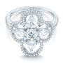 18k White Gold Custom Flower Diamond Engagement Ring - Flat View -  102341 - Thumbnail