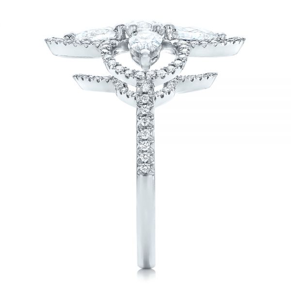 14k White Gold 14k White Gold Custom Flower Diamond Engagement Ring - Side View -  102341