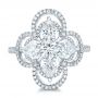 14k White Gold 14k White Gold Custom Flower Diamond Engagement Ring - Top View -  102341 - Thumbnail