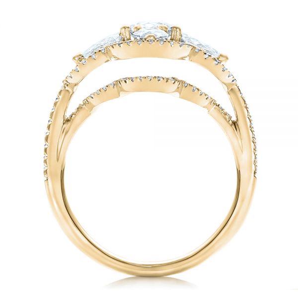 18k Yellow Gold 18k Yellow Gold Custom Flower Diamond Engagement Ring - Front View -  102341