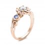 18k Rose Gold 18k Rose Gold Custom Flower Top Diamond And Tanzanite Engagement Ring - Three-Quarter View -  101949 - Thumbnail