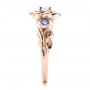 18k Rose Gold 18k Rose Gold Custom Flower Top Diamond And Tanzanite Engagement Ring - Side View -  101949 - Thumbnail