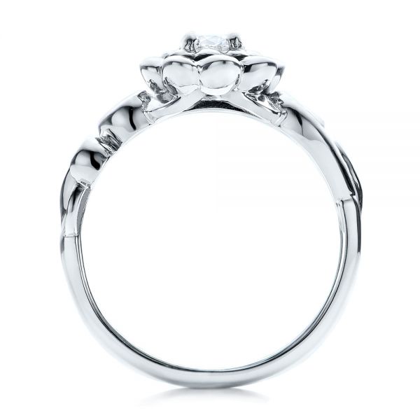Platinum Platinum Custom Flower Top Diamond And Tanzanite Engagement Ring - Front View - 101949