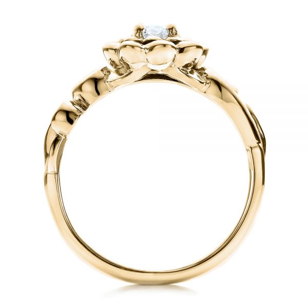 14k Yellow Gold 14k Yellow Gold Custom Flower Top Diamond And Tanzanite Engagement Ring - Front View - 101949