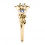 14k Yellow Gold 14k Yellow Gold Custom Flower Top Diamond And Tanzanite Engagement Ring - Side View -  101949 - Thumbnail