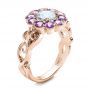 18k Rose Gold 18k Rose Gold Custom Flower Top White And Purple Sapphire Engagement Ring - Three-Quarter View -  101932 - Thumbnail