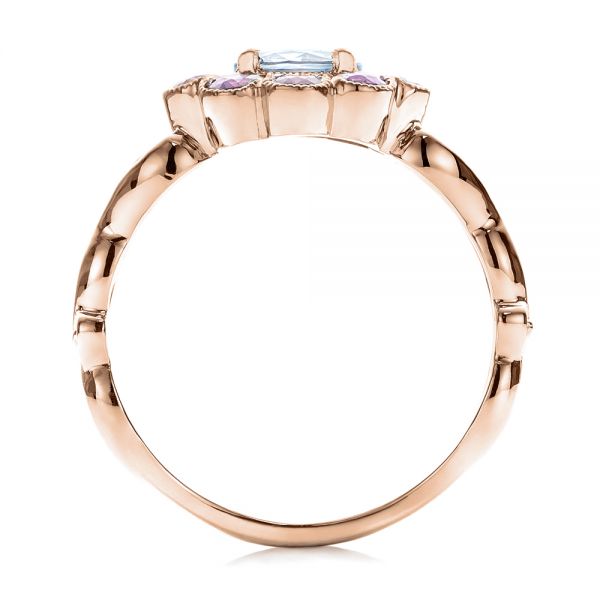 14k Rose Gold 14k Rose Gold Custom Flower Top White And Purple Sapphire Engagement Ring - Front View - 101932