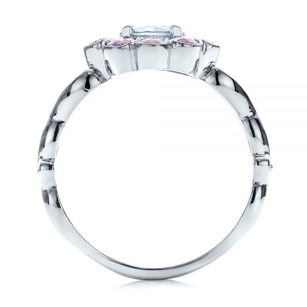 Platinum Custom Flower Top White And Purple Sapphire Engagement Ring - Front View - 101932