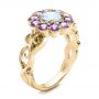 14k Yellow Gold 14k Yellow Gold Custom Flower Top White And Purple Sapphire Engagement Ring - Three-Quarter View -  101932 - Thumbnail