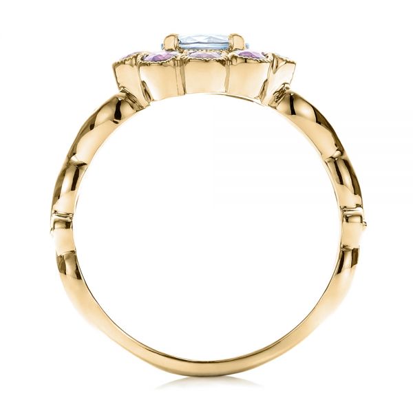 14k Yellow Gold 14k Yellow Gold Custom Flower Top White And Purple Sapphire Engagement Ring - Front View - 101932