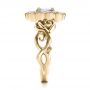 18k Yellow Gold 18k Yellow Gold Custom Flower Top White And Purple Sapphire Engagement Ring - Side View -  101932 - Thumbnail
