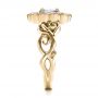 14k Yellow Gold 14k Yellow Gold Custom Flower Top White And Purple Sapphire Engagement Ring - Side View -  101932 - Thumbnail