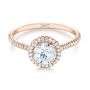 14k Rose Gold 14k Rose Gold Custom French Cut Halo Diamond Engagement Ring - Flat View -  104253 - Thumbnail