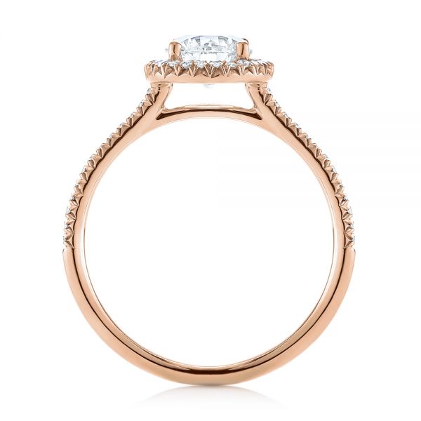 18k Rose Gold 18k Rose Gold Custom French Cut Halo Diamond Engagement Ring - Front View -  104253