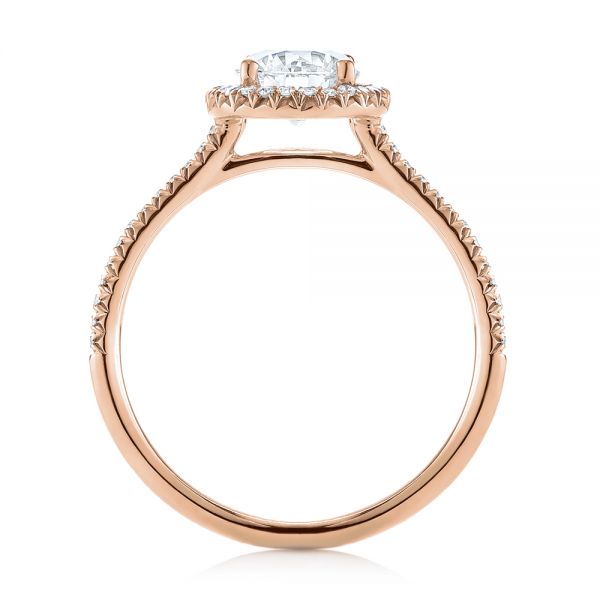 14k Rose Gold 14k Rose Gold Custom French Cut Halo Diamond Engagement Ring - Front View - 104253