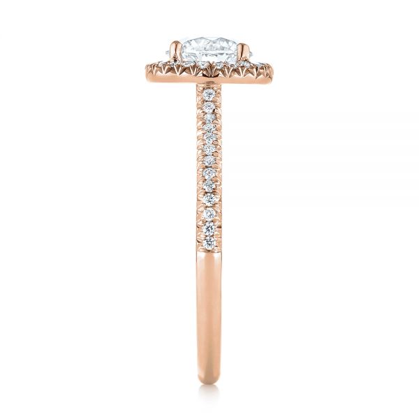 14k Rose Gold 14k Rose Gold Custom French Cut Halo Diamond Engagement Ring - Side View - 104253