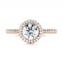 18k Rose Gold 18k Rose Gold Custom French Cut Halo Diamond Engagement Ring - Top View -  104253 - Thumbnail