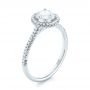18k White Gold 18k White Gold Custom French Cut Halo Diamond Engagement Ring - Three-Quarter View -  104253 - Thumbnail
