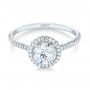 18k White Gold 18k White Gold Custom French Cut Halo Diamond Engagement Ring - Flat View -  104253 - Thumbnail