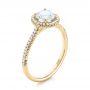 18k Yellow Gold 18k Yellow Gold Custom French Cut Halo Diamond Engagement Ring - Three-Quarter View -  104253 - Thumbnail