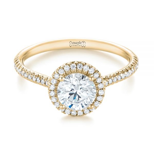 14k Yellow Gold 14k Yellow Gold Custom French Cut Halo Diamond Engagement Ring - Flat View - 104253