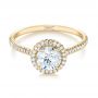 18k Yellow Gold 18k Yellow Gold Custom French Cut Halo Diamond Engagement Ring - Flat View -  104253 - Thumbnail