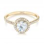 14k Yellow Gold 14k Yellow Gold Custom French Cut Halo Diamond Engagement Ring - Flat View -  104253 - Thumbnail