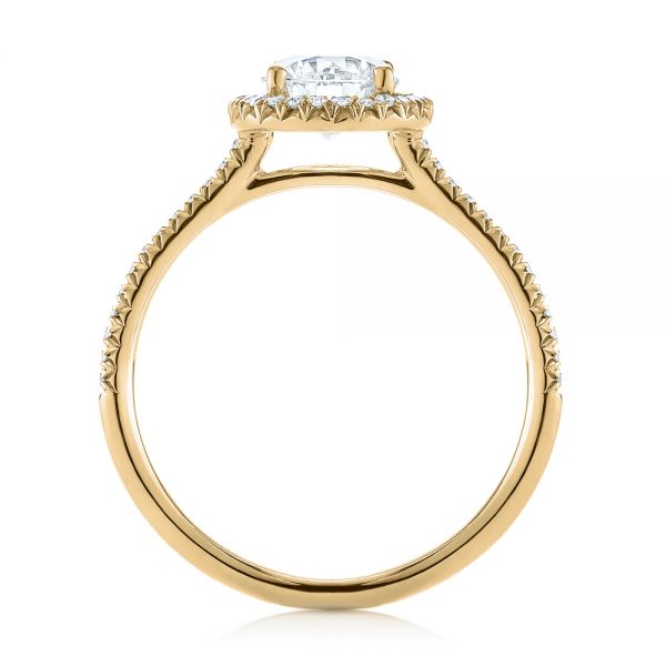 14k Yellow Gold 14k Yellow Gold Custom French Cut Halo Diamond Engagement Ring - Front View -  104253