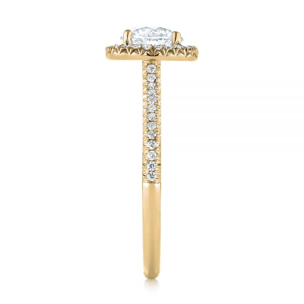 14k Yellow Gold 14k Yellow Gold Custom French Cut Halo Diamond Engagement Ring - Side View - 104253