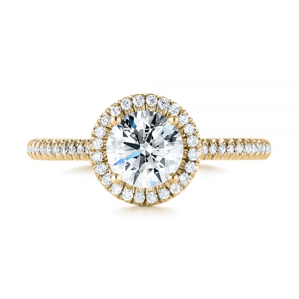 14k Yellow Gold 14k Yellow Gold Custom French Cut Halo Diamond Engagement Ring - Top View - 104253