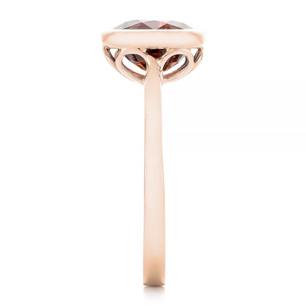 14k Rose Gold 14k Rose Gold Custom Garnet Solitaire Engagement Ring - Side View - 102268