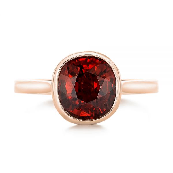 14k Rose Gold 14k Rose Gold Custom Garnet Solitaire Engagement Ring - Top View - 102268