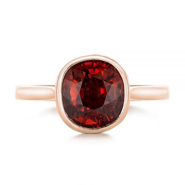 18k Rose Gold 18k Rose Gold Custom Garnet Solitaire Engagement Ring - Top View -  102268