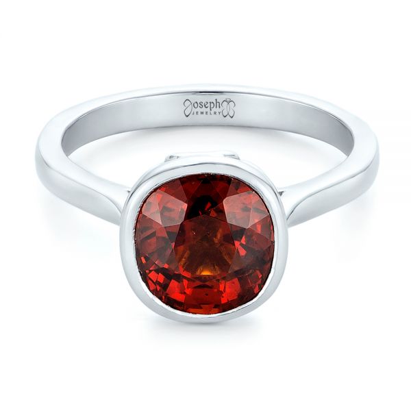 14k White Gold 14k White Gold Custom Garnet Solitaire Engagement Ring - Flat View -  102268