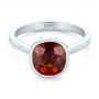  Platinum Custom Garnet Solitaire Engagement Ring - Flat View -  102268 - Thumbnail