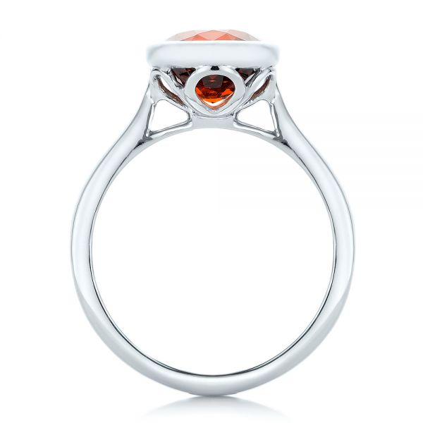  Platinum Custom Garnet Solitaire Engagement Ring - Front View -  102268