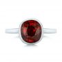  Platinum Custom Garnet Solitaire Engagement Ring - Top View -  102268 - Thumbnail