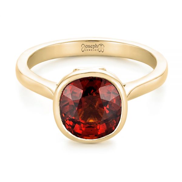 18k Yellow Gold 18k Yellow Gold Custom Garnet Solitaire Engagement Ring - Flat View -  102268