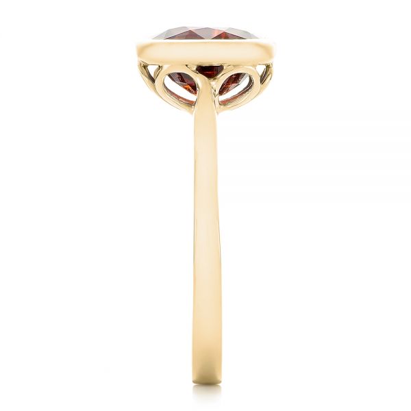 14k Yellow Gold 14k Yellow Gold Custom Garnet Solitaire Engagement Ring - Side View - 102268